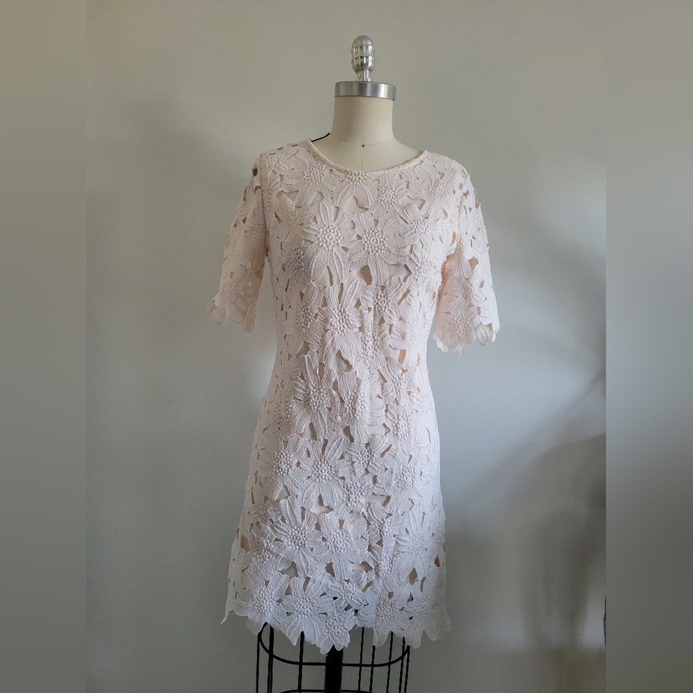 Flower lace short sleeved dress